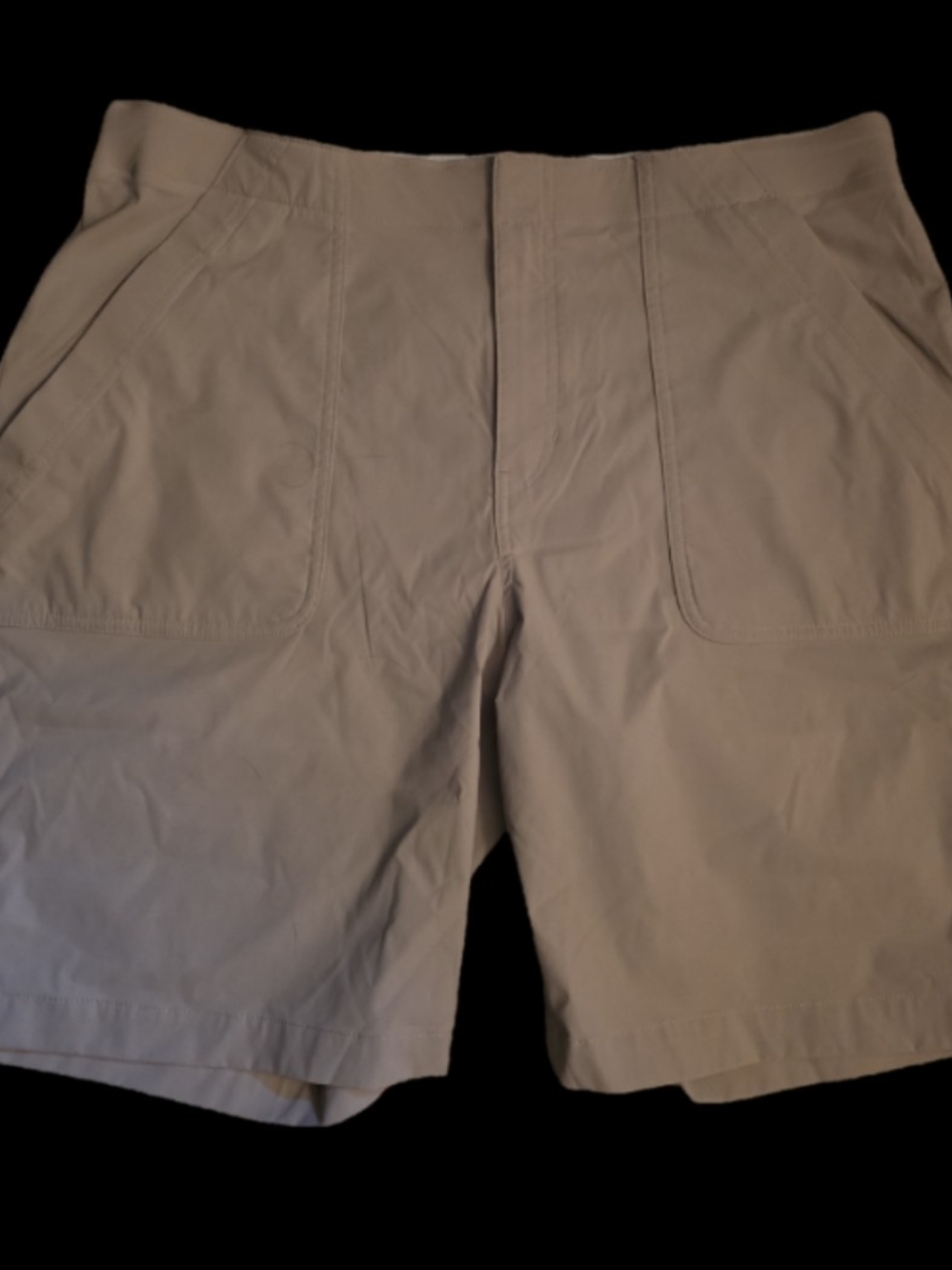 Eddie Bauer Women's Tan Flat-Front Shorts, 9" Inseam Size 14